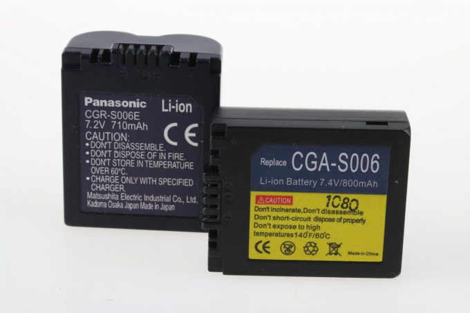 Panasonic CGR-S006 original Li-Ion Akku + Nachbauakku (kein Panasonic)