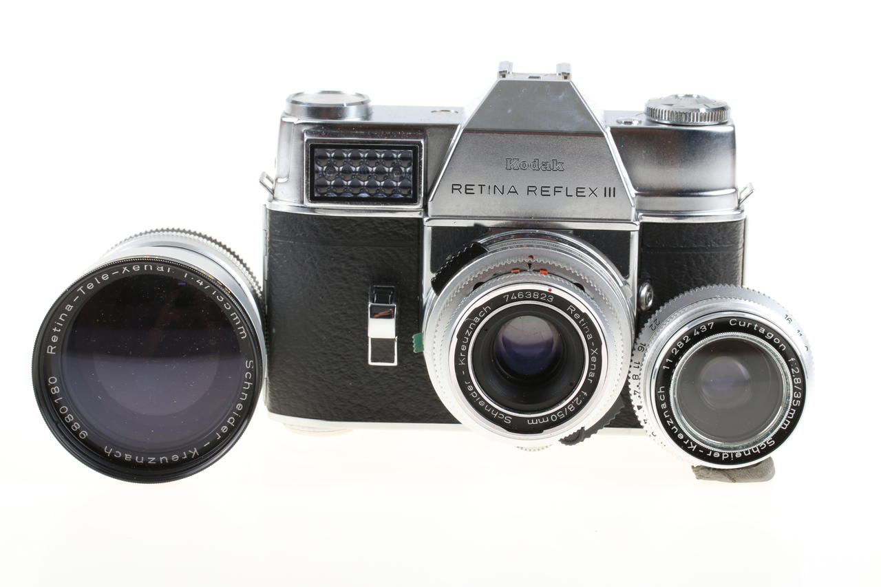 Kodak Retina Reflex III mit Zubehörpaket* – #126271 – Foto Köberl –  Secondhand