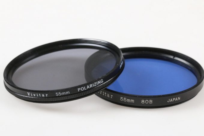 Vivitar Polarizing und Blau 80B Filter 55mm