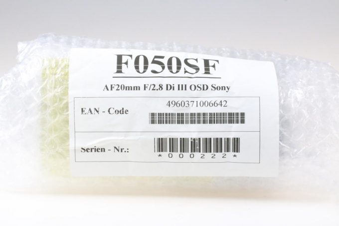 Tamron für Sony FE DEMO 20mm 2,8 Di OSD 1/2 Macro