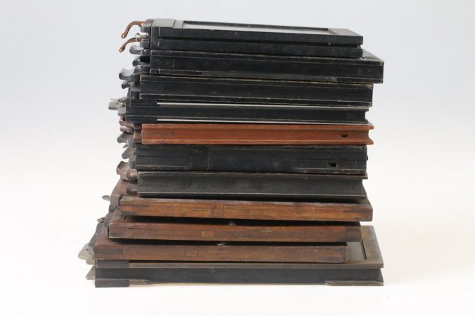 Holzkassetten -10 Stück Holzkassetten , 1x aus Metall