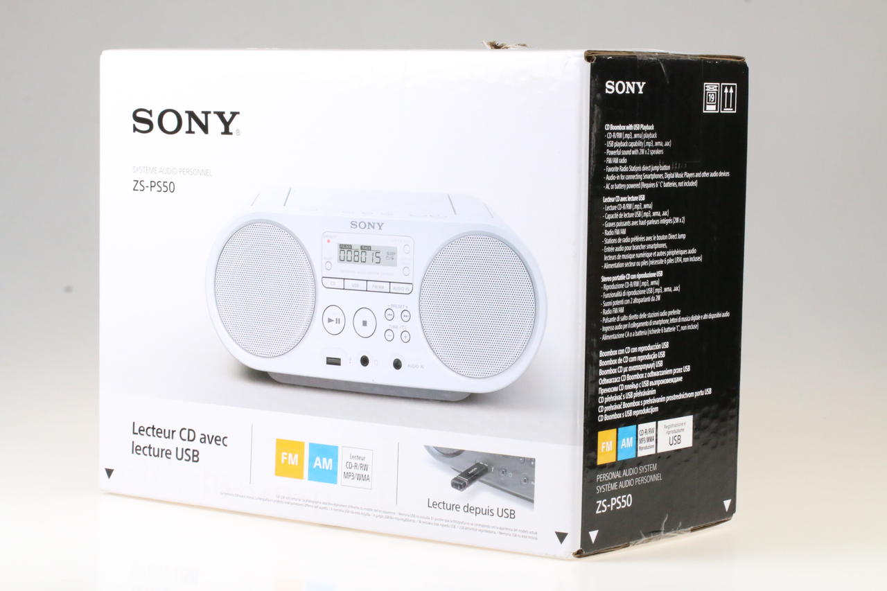 Radio Portátil SONY Boombox ZS-PS50 Blanco - Guanxe Atlantic