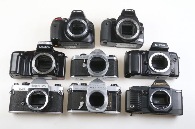 Konvolut diverse SLR-Kameras - 8 Stück Bastlergeräte