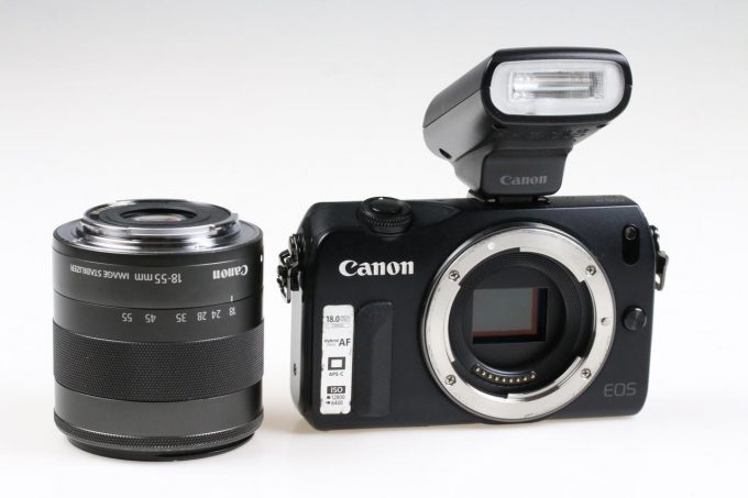 Canon EOS M mit EF-M 18-55mm f/3,5-5,6 IS STM Blitz 90EX - #024052207424
