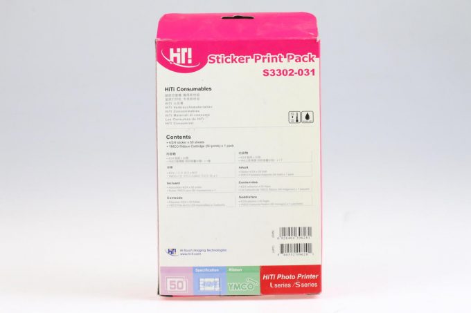 HiTi Sticker Kit S3302-031 50 Bilder 4x6 inch