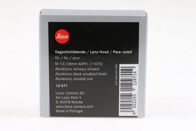 Leica Blende für M 28mm f/2,0 ASPH schwarz 12471