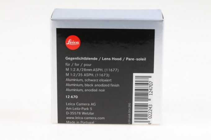 Leica Blende für M 28mm f/2,8 / 35mm f/2,0 ASPH schwarz 12470