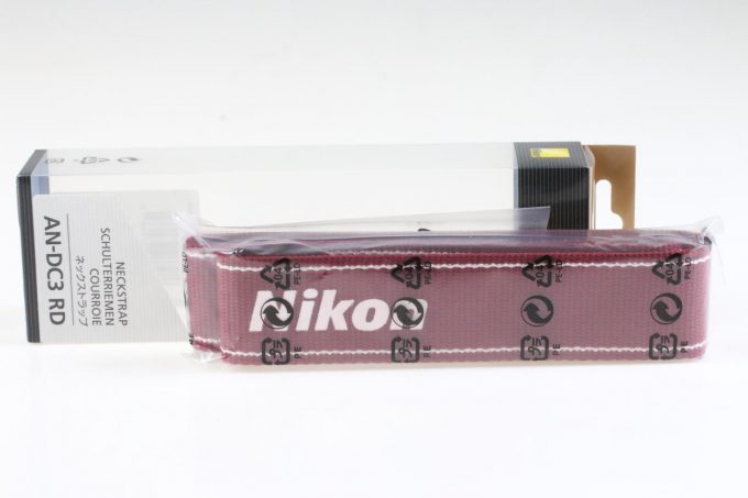 Nikon Gurt AN-DC3 RD / weinrot mit weißer Aufschrift