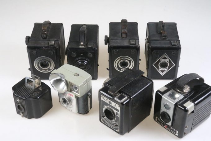 Kovolut diverse Box Kameras - 8 Stück Kodak, Durst Gil