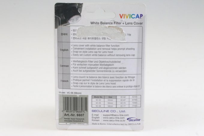 VIVICAP VC-58 Weißabgleichsfilter