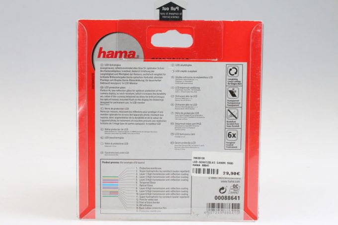Hama LCD Schutzglas für Canon 550D