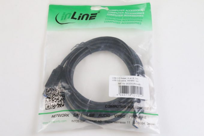 inLine USB 3.0 Kabel A an B 3m