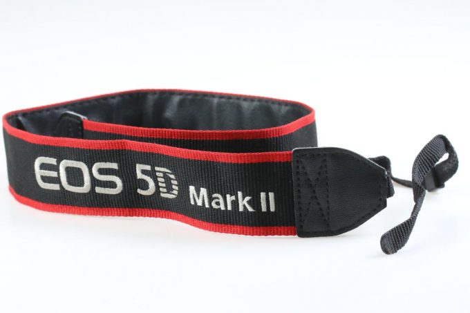 Canon EOS 5D Mark II Tragegurt schwarz/rot mit silbernem Schriftzug