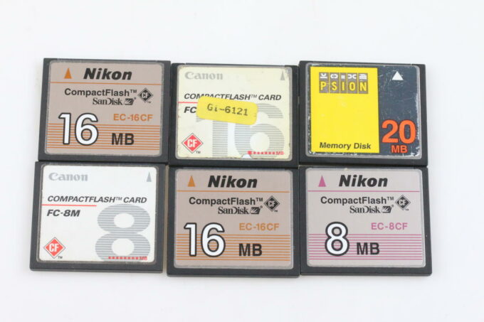 CF Speicherkarten 8 bis 20 MB - 6 Stück