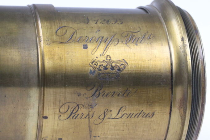 DEROGY Messing Objektiv / rare brass lens 21cm Höhe - #12693
