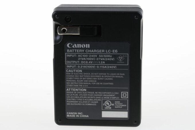 Canon Batterieschale - Ladegerät / Battery Charger LC-E6 ::: US Version :::