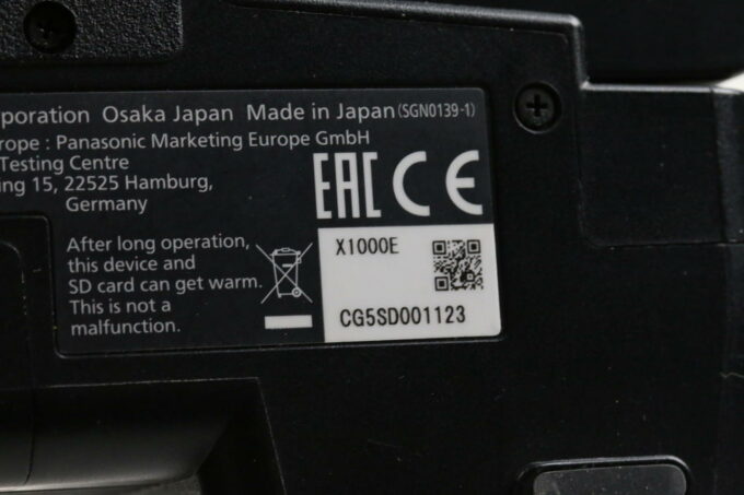 Panasonic HC-X1000E 4K Video Kamera - #001123