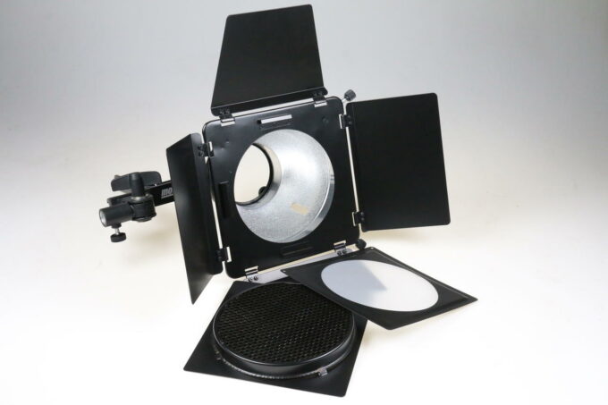 Mobiflash Bowens Adapter mit Reflektor, Wabe und Klappen