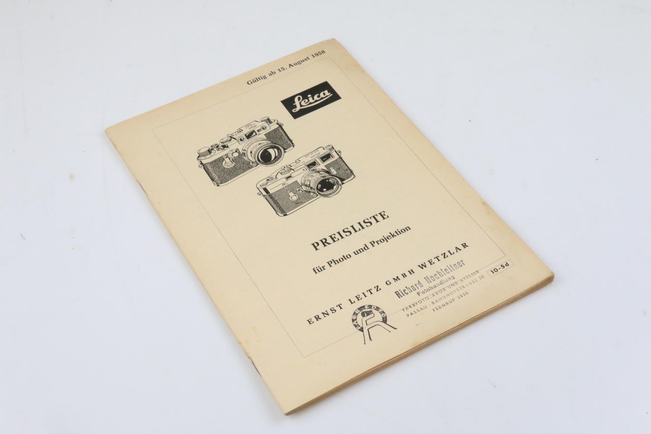 Leica Preisliste für Photo und Projektion 1958