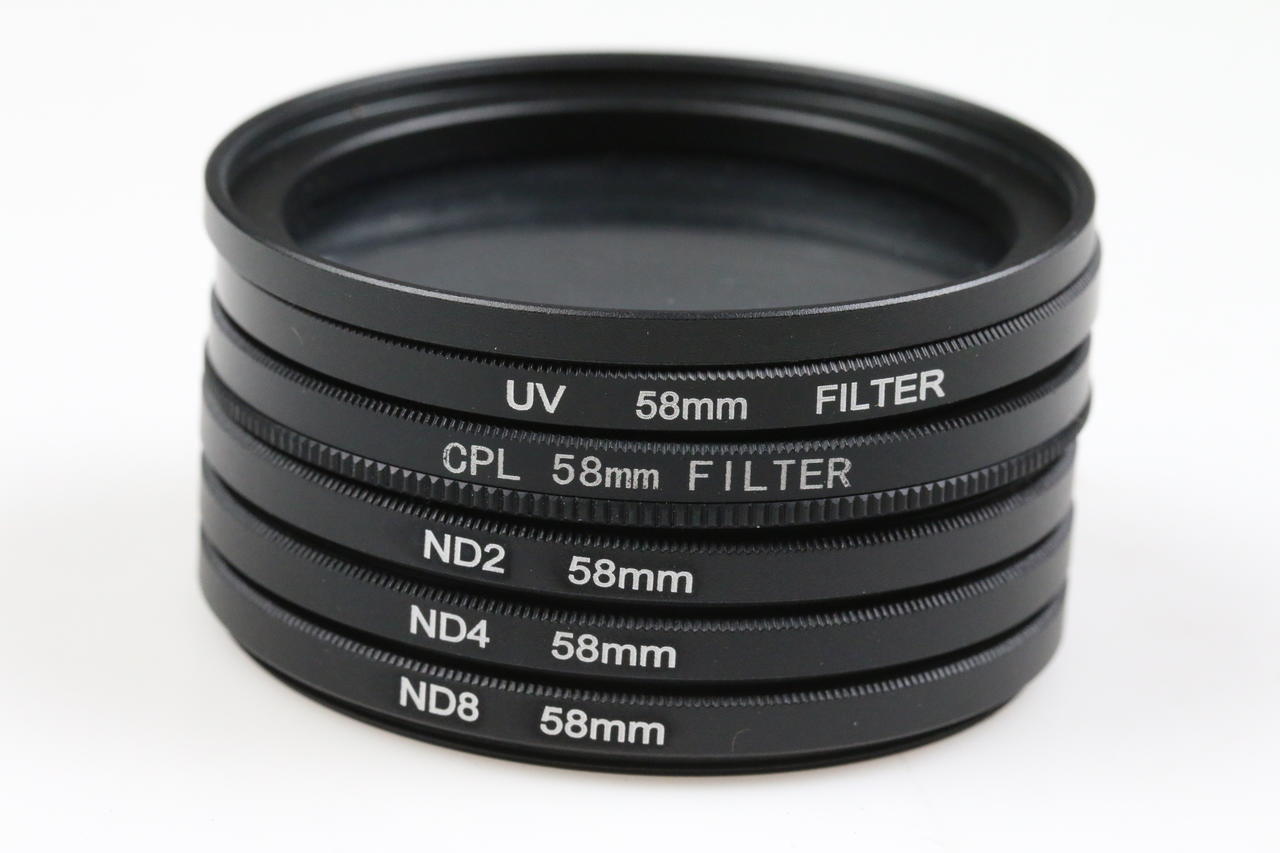 Filtersatz 58mm in Tasche ND, Pol und UV