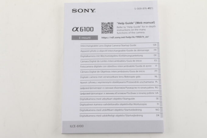 Sony Anleitung für Alpha 6100