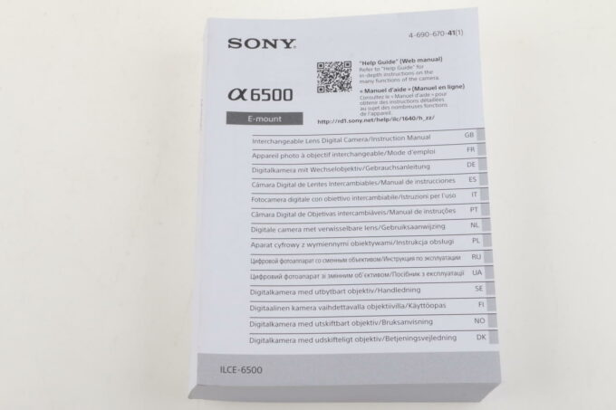 Sony Anleitung für Alpha 6500