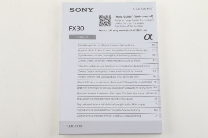 Sony Anleitung für FX30