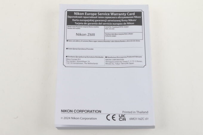 Nikon Manual for Z6III (englisch)