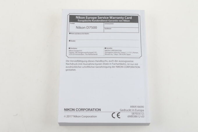Nikon Anleitung für D7500