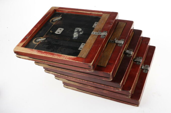 Holz- Glasplattenkassetten 22x22cm - 5 Stück