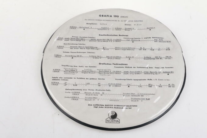 Norma Grafia 190 Rechenscheibe