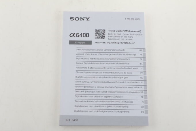 Sony Anleitung für Alpha 6400