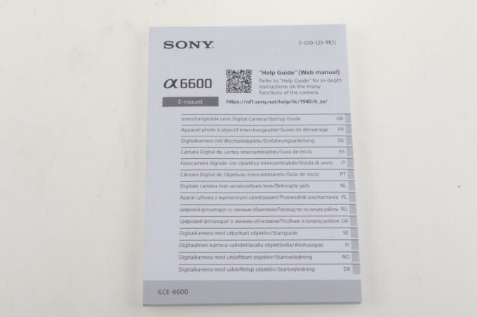 Sony Anleitung für Alpha 6600