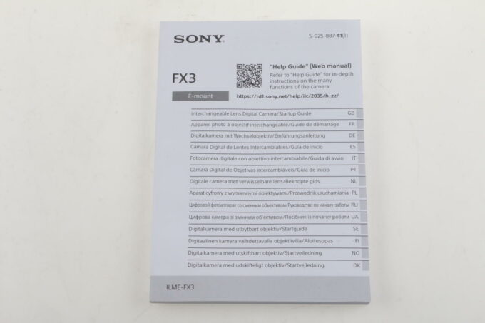 Sony Anleitung für FX3
