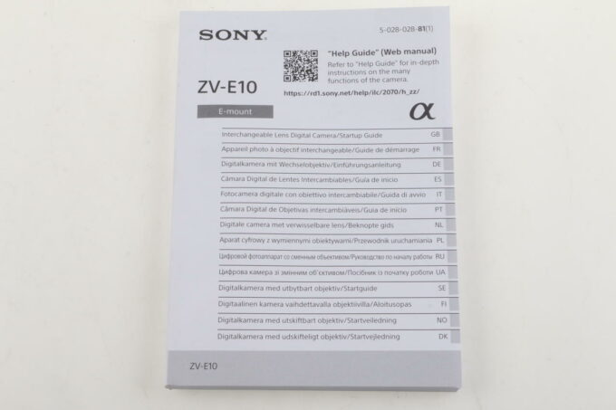 Sony Anleitung für ZV-E10