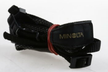 Minolta Tragegurt schwarz grau mit goldener Aufschrift