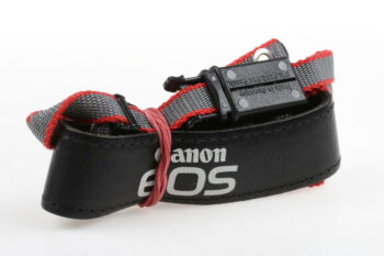 Canon EOS Tragegurt / schwarz/rot/grau mit weißer Aufschrift
