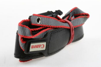 Canon EOS Tragegurt / schwarz/rot/grau mit weißer Aufschrift