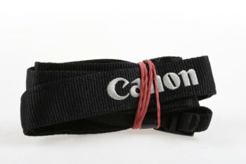 Canon EOS Tragegurt / schwarz mit weißer Aufschrift