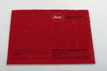 Leica Bedienungsanleitung für Motor-Winder R3 R3-MOT