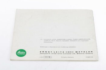 Leica Bedienungsanleitung für Leicaflex SL