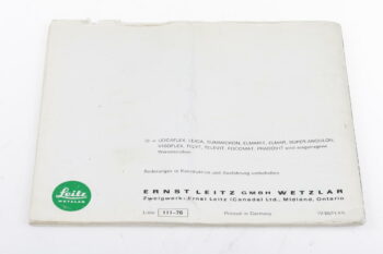 Leica Bedienungsanleitung für Leicaflex SL