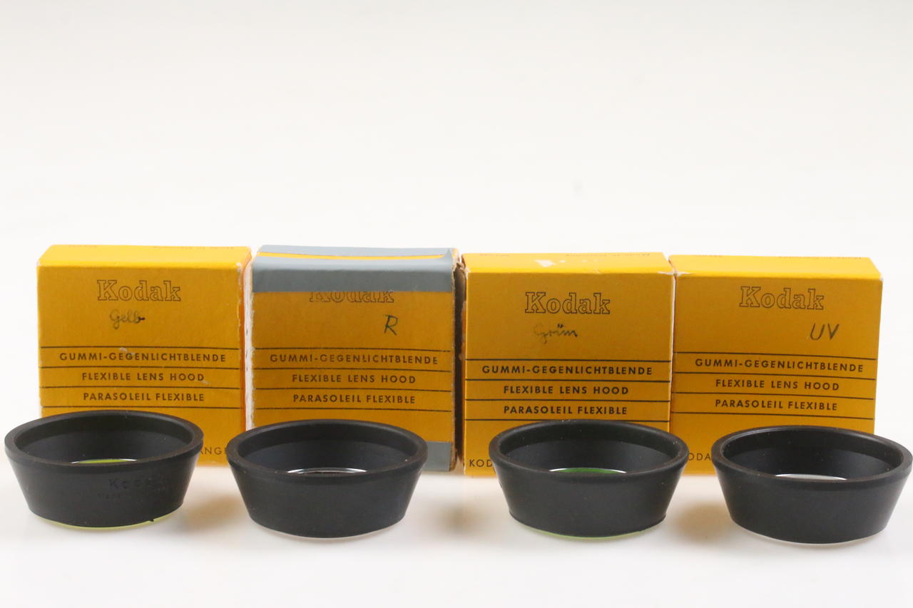Kodak Gummi- Gegenlichtblenden mit Filter UV/R/Gr/G