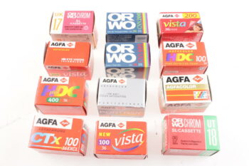 Agfa Diverse historische Filmeverpackungen zu Dekoration