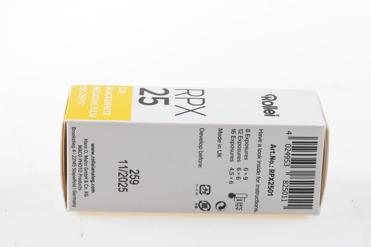 Rollei RPX 25 120 Rollfilm SW Film - Ablauf 11/25