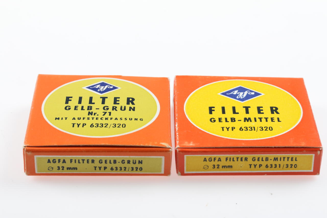 Agfa Filter Gelb-Mittel und Gelb-Grün Filter 32mm