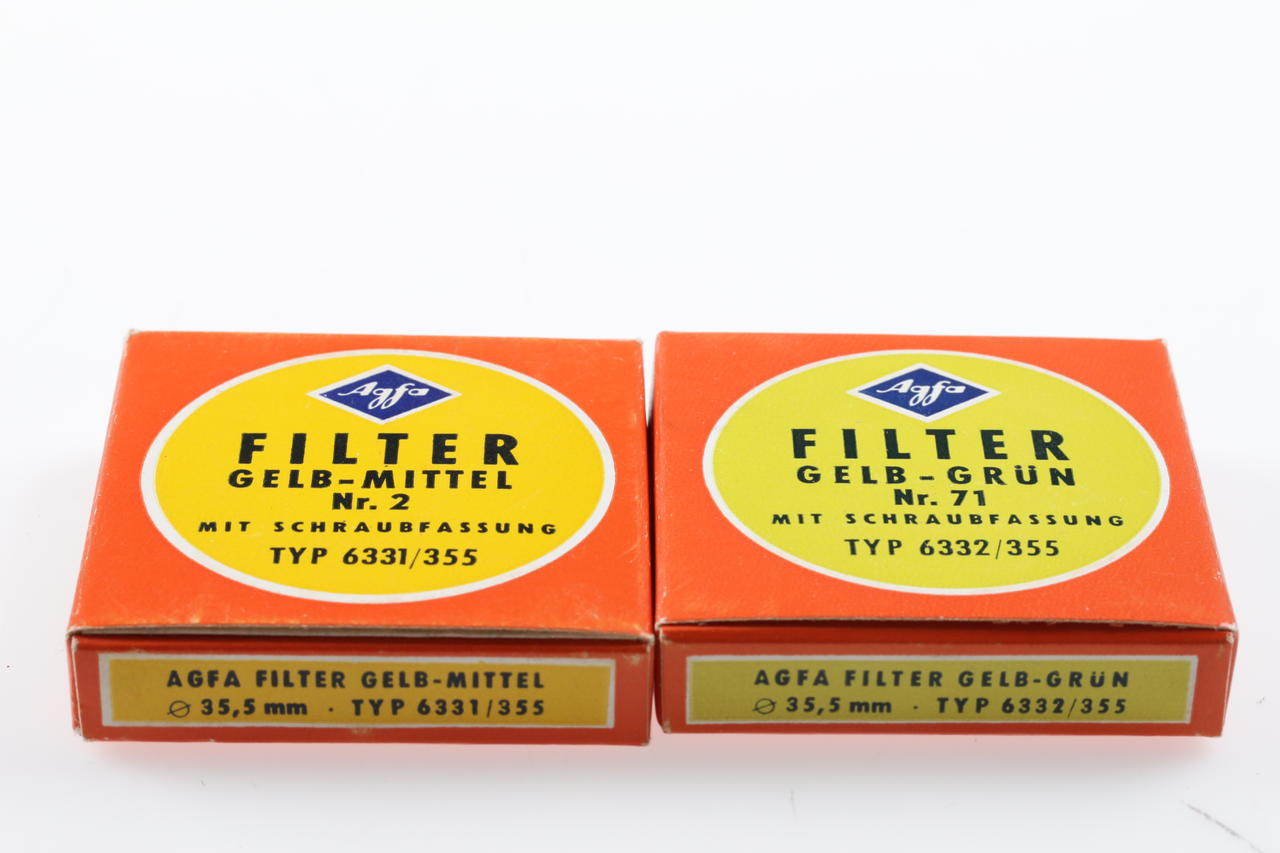 Agfa Filter Gelb-Mittel und Gelb-Grün Filter 35,5mm
