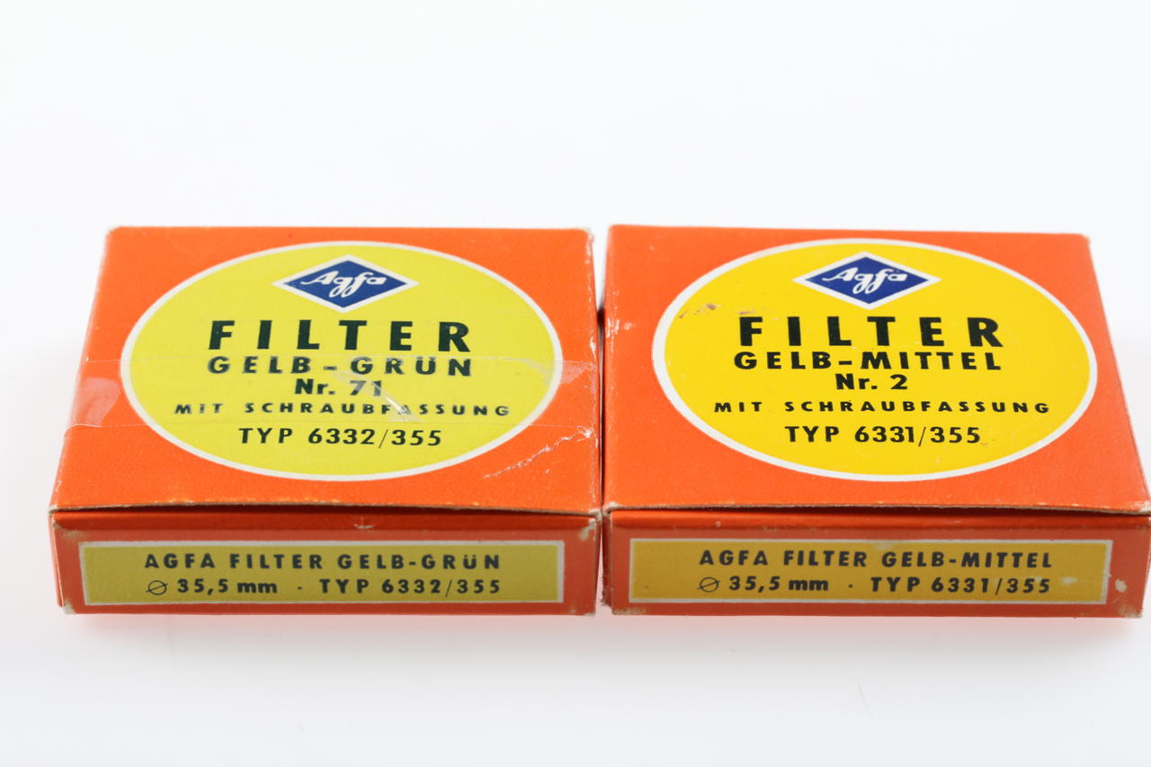 Agfa Filter Gelb-Mittel und Gelb-Grün Filter 35,5mm