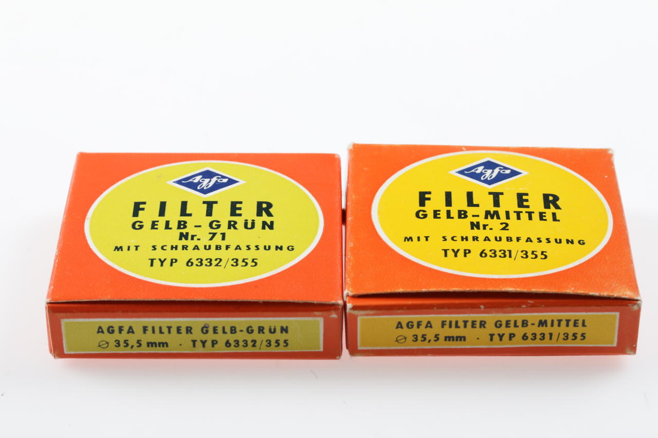 Agfa Filter Gelb-Mittel und Gelb-Grün Filter 35,5mm