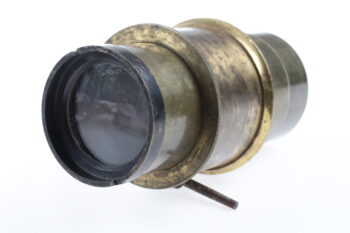 Messingobjektiv f= ca. 200mm mit Fokuseinstellung